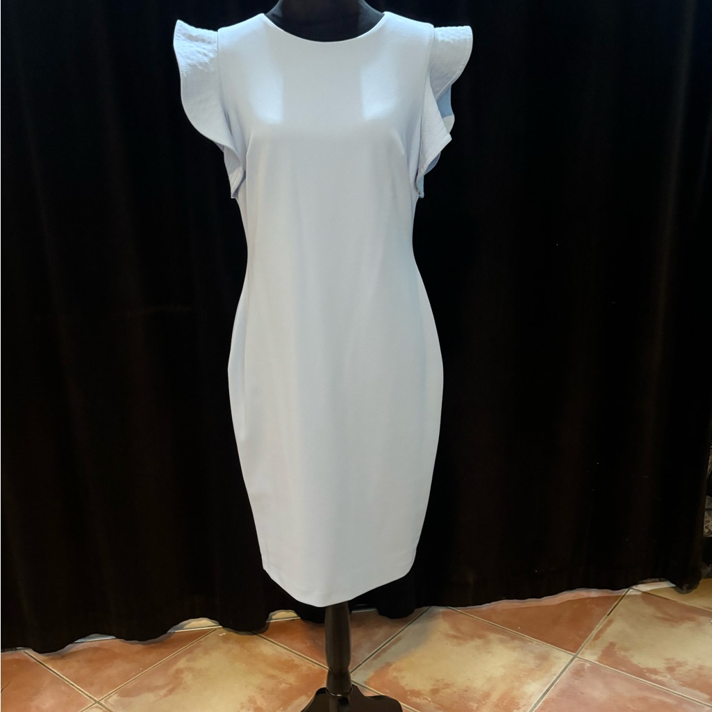 Light Blue Ruffle, Cap Sleeve